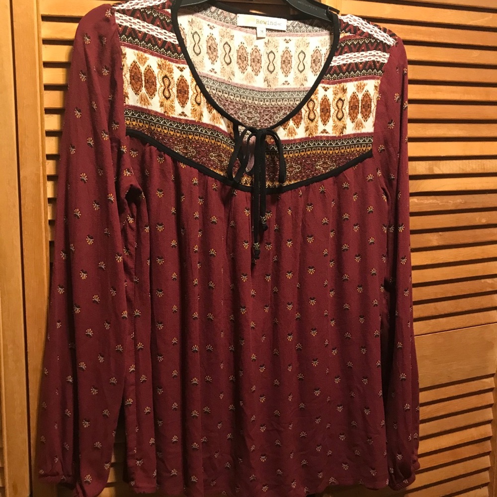 Rewind Boho Maroon Top
